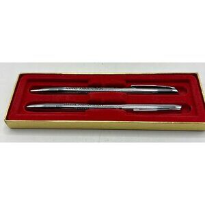 Vtg 1960's Unipeco Mount Vernon NY Mechanical Pen, Pencil Set Silver Navel Ammun